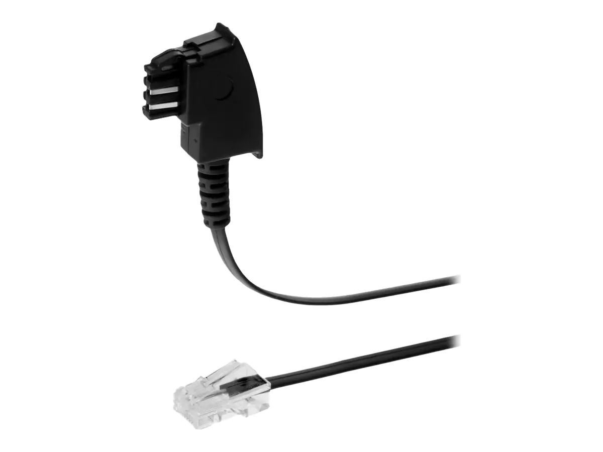 Helos - Telefonkabel - TAE-F (M) bis RJ-45 (M) - 6 m - flach - Schwarz