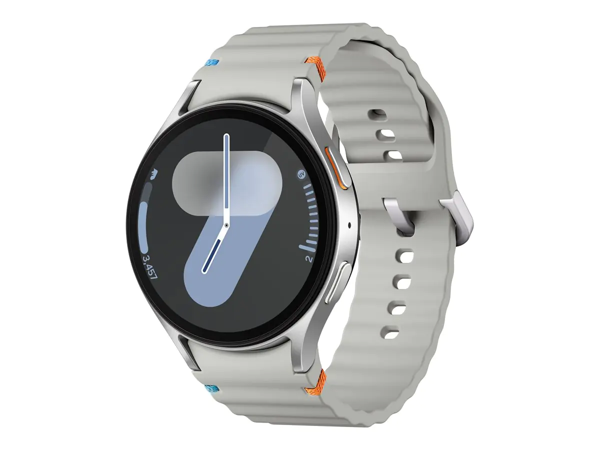 Samsung Galaxy Watch7 - 44 mm - intelligente Uhr mit Sportband - Gummi - Bandgröße: M/L - Anzeige 3.7 cm (1.47") - 32 GB - NFC, Wi-Fi, Bluetooth - 33.8 g - Silber
