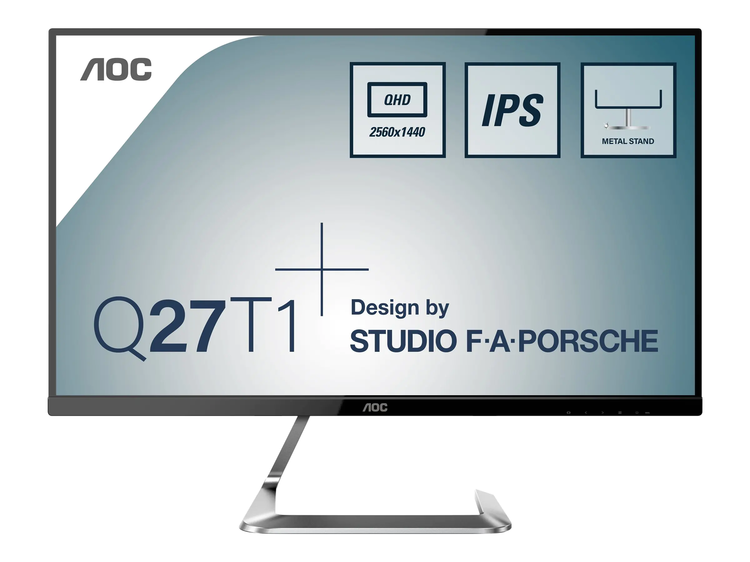 AOC Q27T1 - LED-Monitor - 68.6 cm (27") - 2560 x 1440 WQHD @ 60 Hz - IPS - 350 cd/m² - 1000:1 - 5 ms - 2xHDMI, DisplayPort - Silber