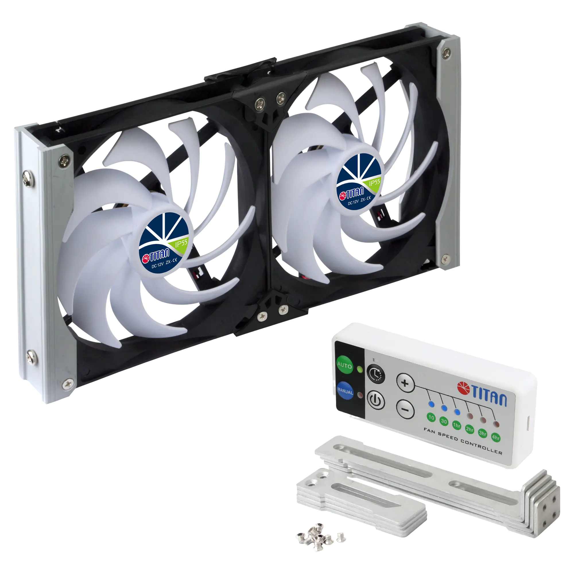TITAN TTC-SC20 A+ Kühlschrank-Doppellüfter 92x25mm IP55 Timermodus mit integriertem - 12 V -