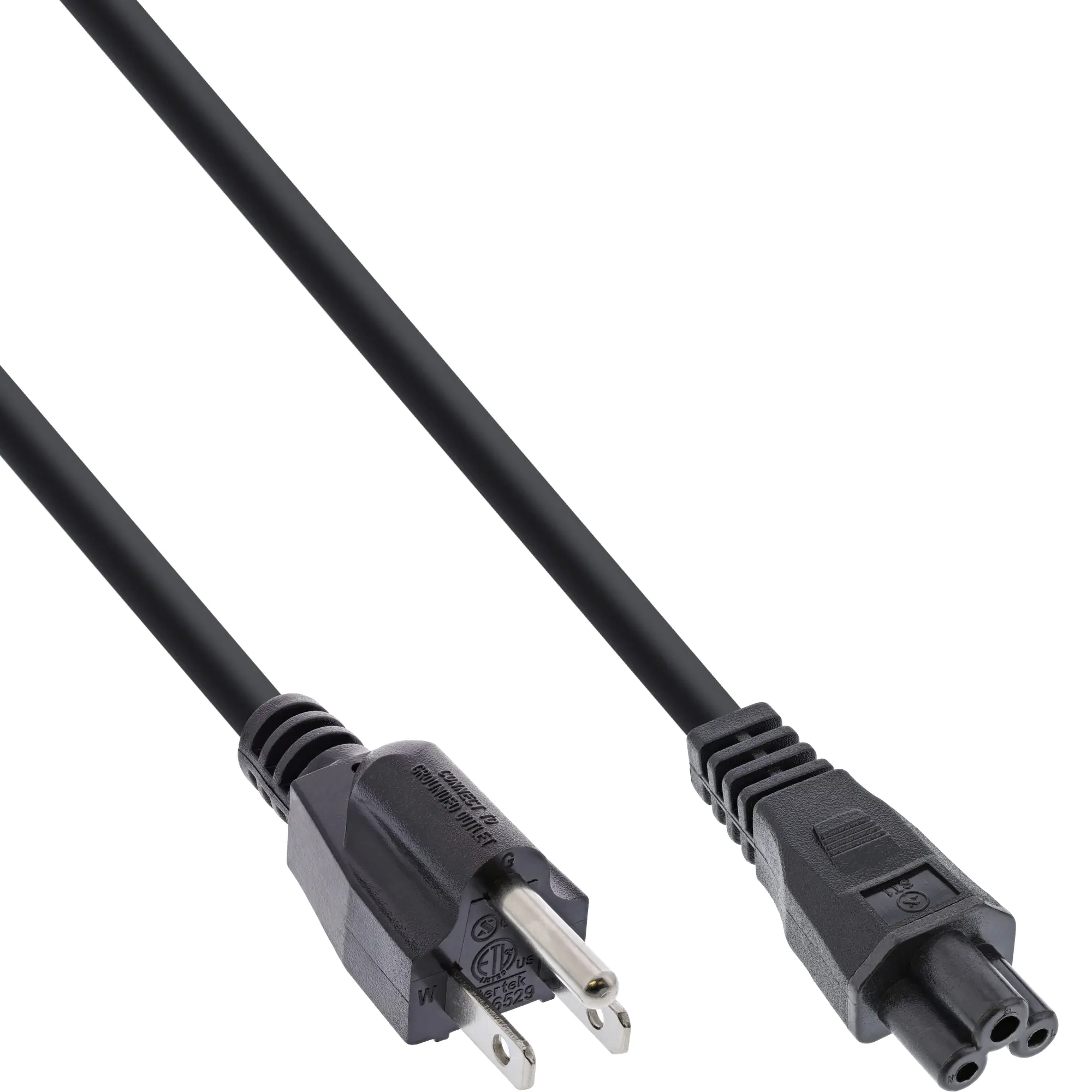 InLine - Stromkabel - NEMA 1-15 (M) bis IEC 60320 C5 - Wechselstrom 125 V - 10 A - 2 m - Schwarz - Kanada, Vereinigte Staaten