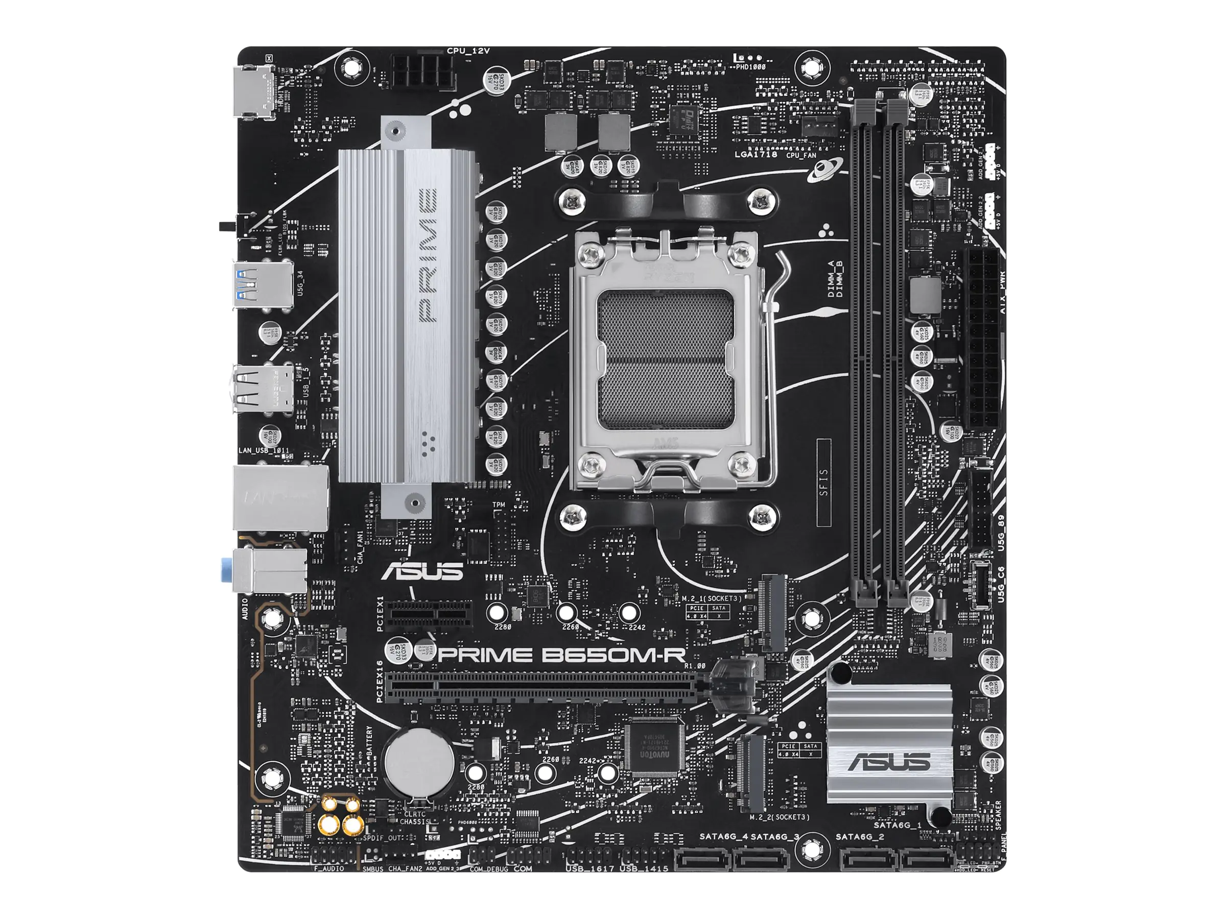ASUS PRIME B650M-R - Motherboard - micro ATX - Socket AM5 - AMD B650 Chipsatz - USB 3.2 Gen 1, USB-C 3.2 Gen 1 - 2.5 Gigabit LAN - Onboard-Grafik (CPU erforderlich) - HD Audio (8-Kanal)