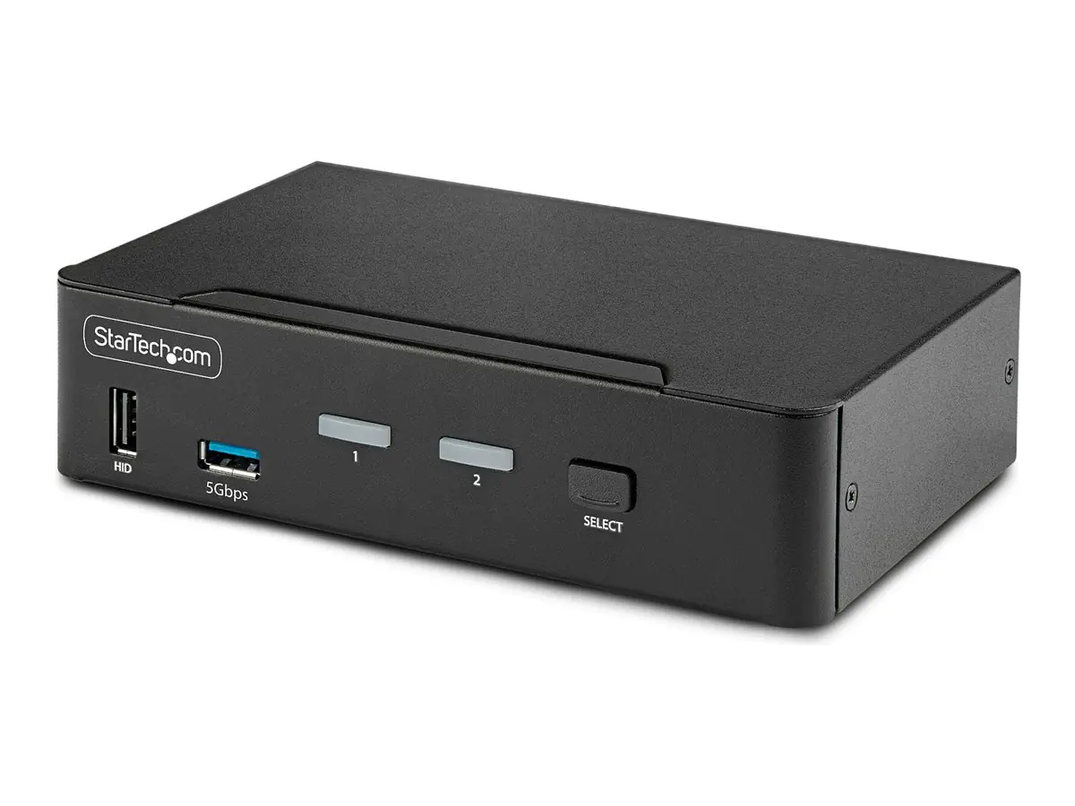 StarTech 2-Port DisplayPort KVM Switch, 8K 60Hz / 4K 144Hz, Single Display, DP 1.4, 2x USB 3.0 Ports, 4x USB 2.0 HID Ports, Push-Button & Hotkey Switching, TAA Compliant - OS Independent, Metal Housing (D86A2-2-PORT-8K-KVM) - KVM-/Audio-/USB-Switch - 2 x