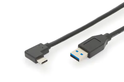 ASSMANN - USB-Kabel - 24 pin USB-C (M) gewinkelt zu USB Typ A (M) gerade - USB 3.1 Gen2 - 3 A - 1 m - geformt - Schwarz