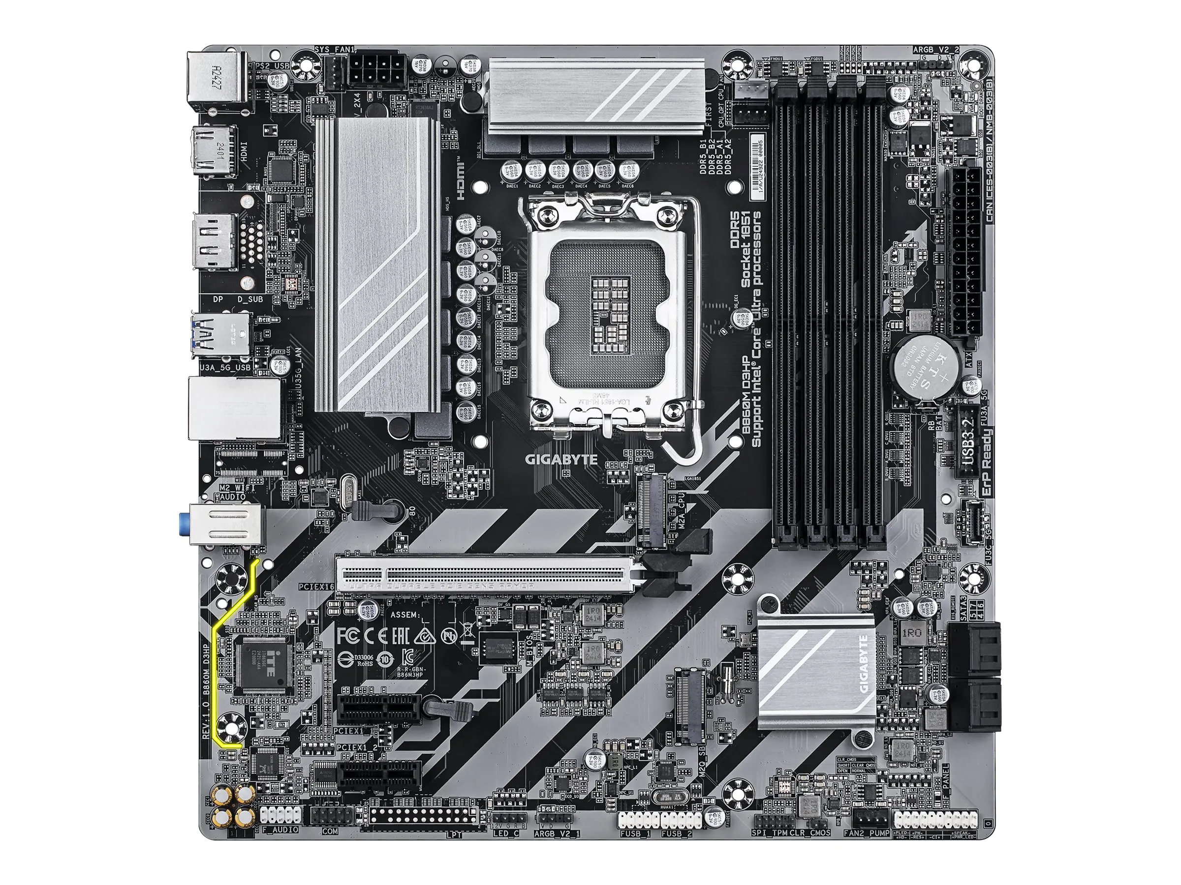Gigabyte MB GBT Intel 1851 B860M D3HP - Micro/Mini/Flex-ATX - USB 3.2