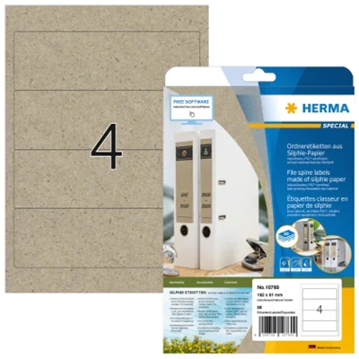 HERMA Ordnerrückenetikett SPECIAL breit/kurz 80 x 192 mm (B x H) selbstklebend ohne Griffloch naturbraun 80 Etik./Pack.