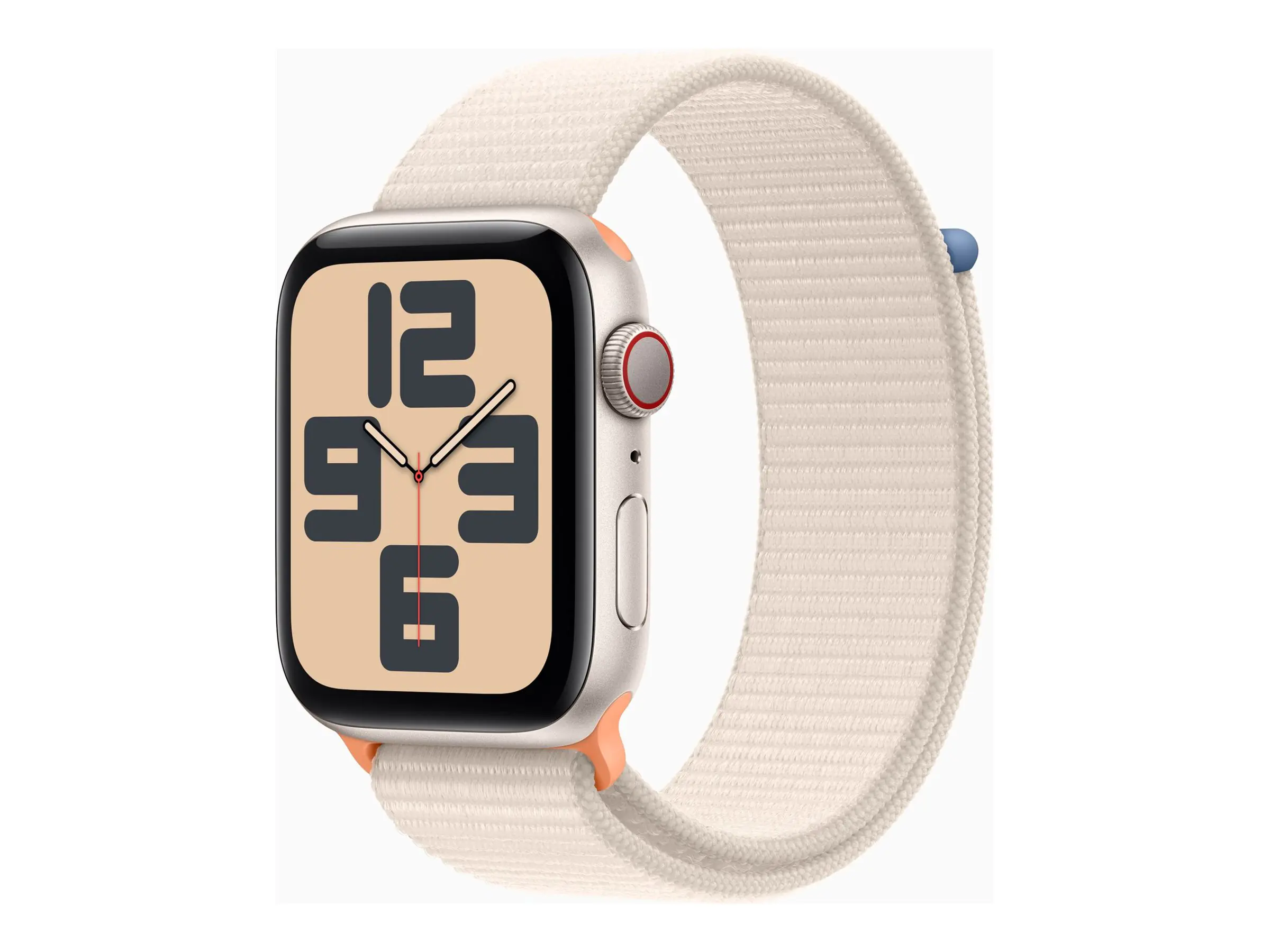 Apple Watch SE (GPS + Cellular) - 44 mm - Starlight Aluminium - intelligente Uhr mit Sportschleife - Stoff - Starlight - Handgelenkgröße: 145-220 mm - 32 GB - Wi-Fi, LTE, Bluetooth - 4G - 33 g