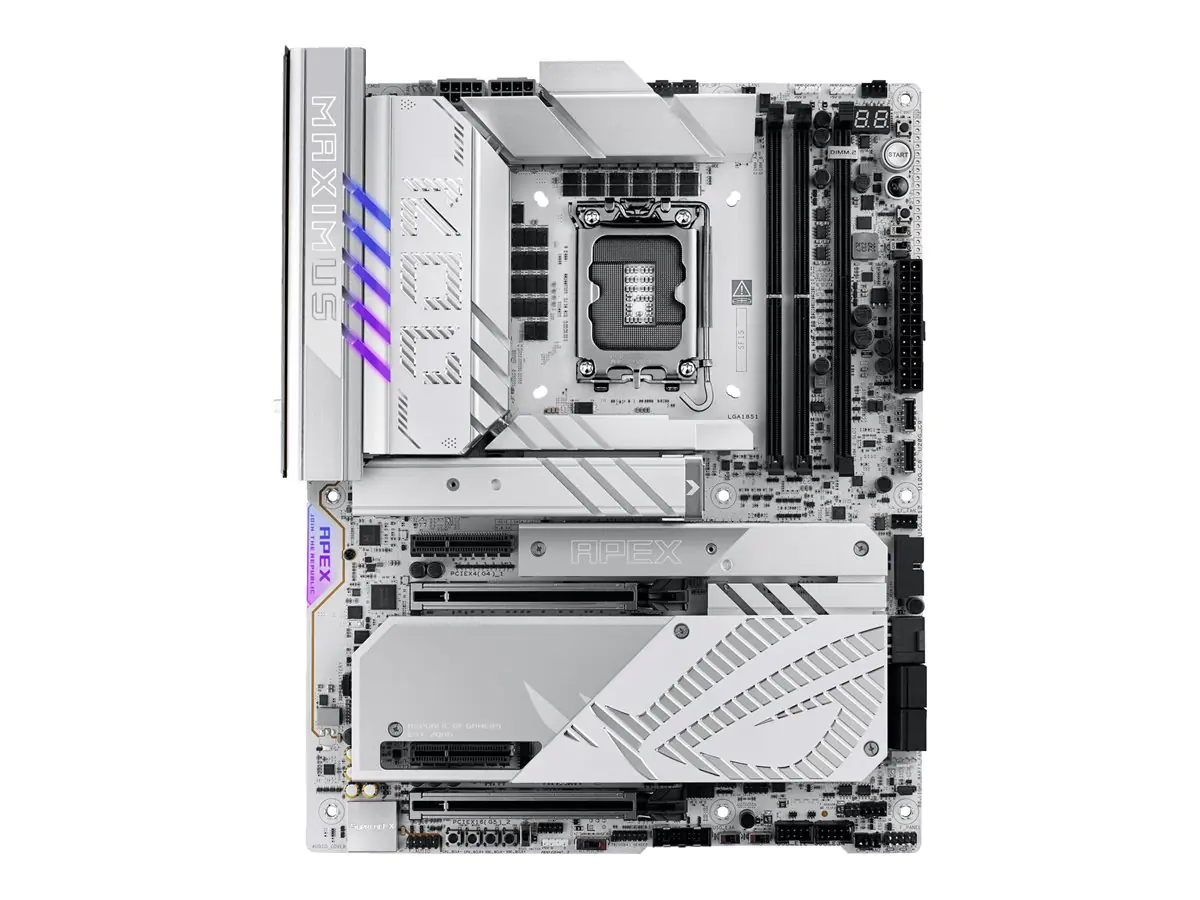 ASUS ROG MAXIMUS Z890 APEX - Motherboard - ATX - LGA1851-Sockel - Z890 Chipsatz - USB4, USB-C 3.2 Gen 2x2, USB-C 3.2 Gen2, USB 3.2 Gen 1 - 5 Gigabit Ethernet, Wi-Fi 7, Bluetooth - Onboard-Grafik (CPU erforderlich) - HD Audio (8-Kanal)