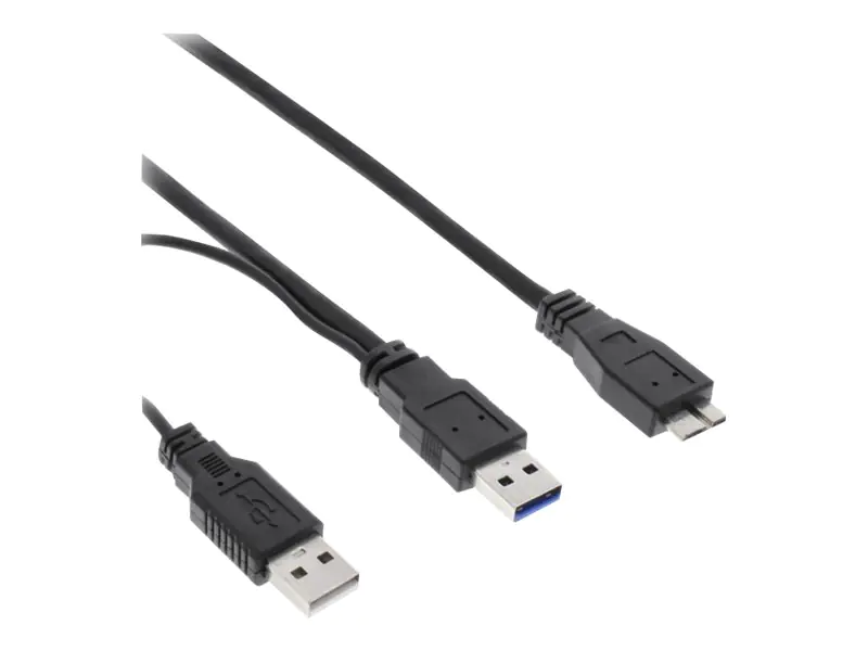 InLine Y-cable - USB- / Stromkabel - Micro-USB Type B (M) zu USB (nur Strom), USB Typ A (S) - 1.5 m - Schwarz