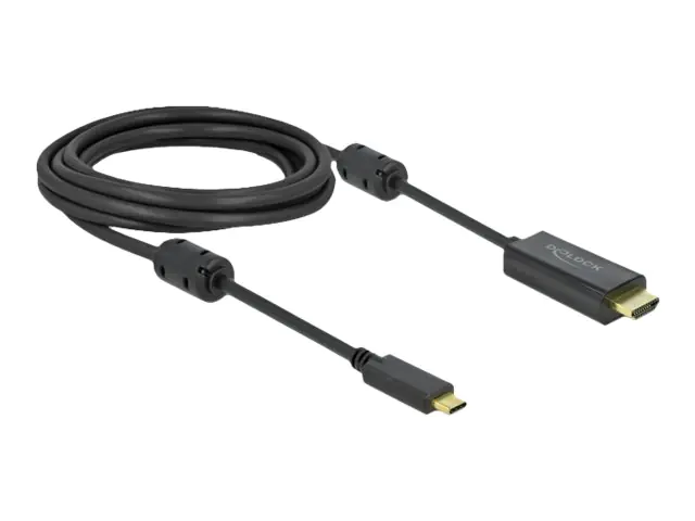 Delock - Video- / Audiokabel - 24 pin USB-C männlich zu HDMI männlich - 3 m - Schwarz - 4K Unterstützung, aktiv