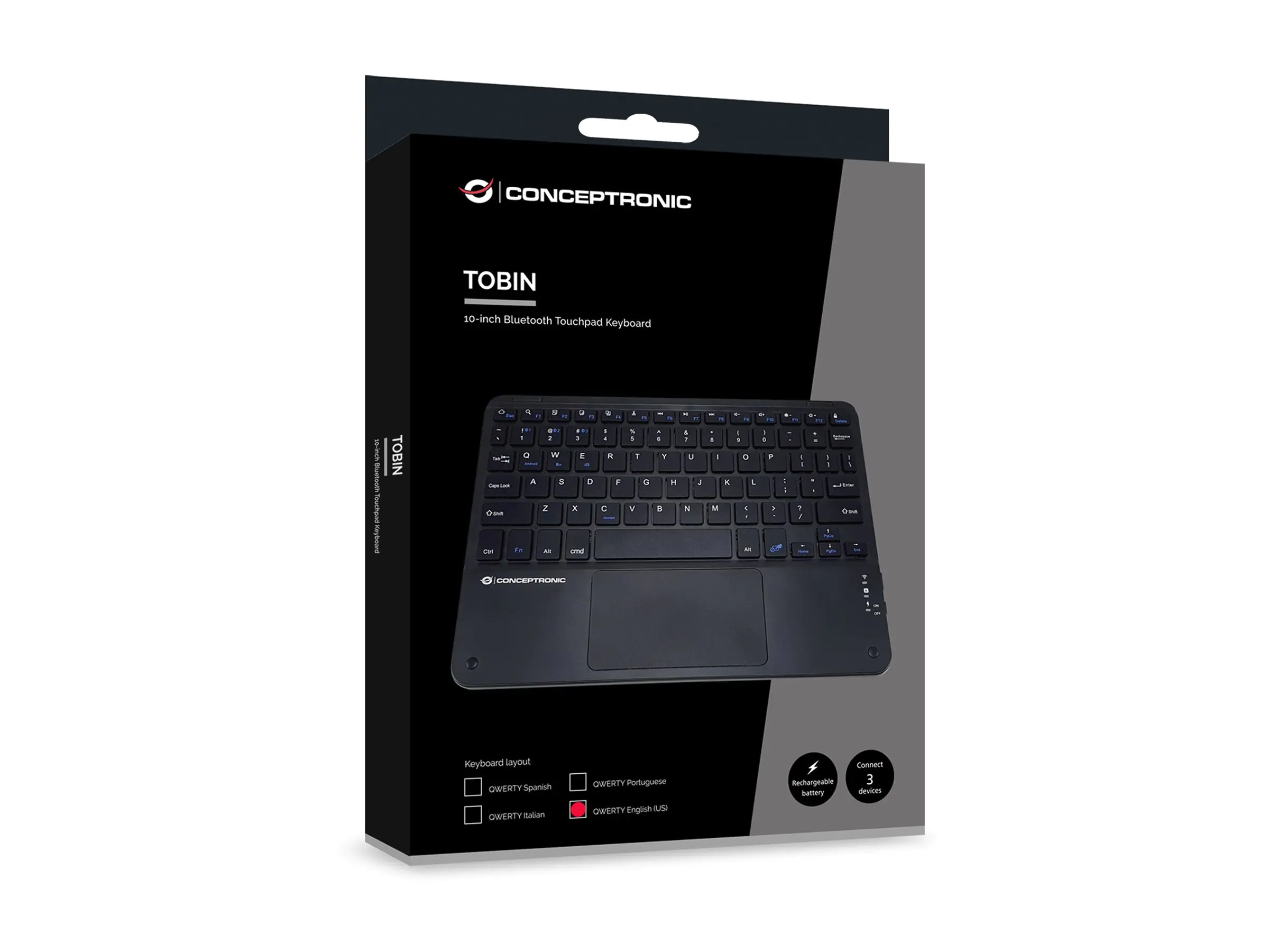 Conceptronic Wireless Tastatur Layout englisch 10" schwarz