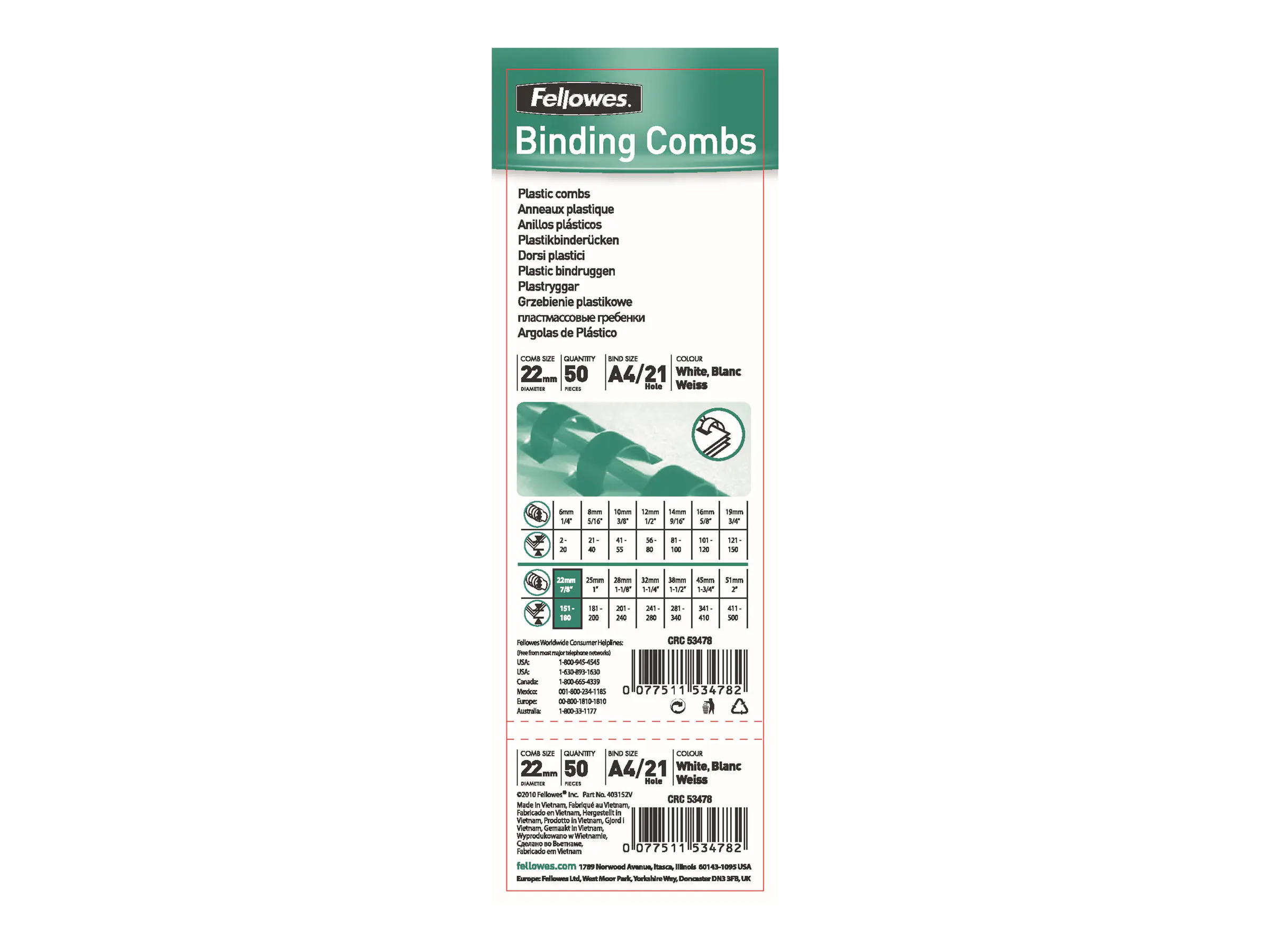 Fellowes 22 mm - 30 cm - A4 (210 x 297 mm) 5347803