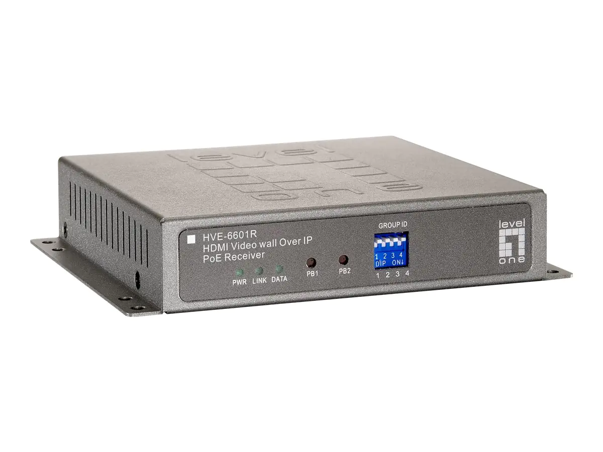 LevelOne HVE-6601R HDMI Video Wall over IP PoE Receiver - Video Extender - Empfänger - GigE - 100Base-TX, 1000Base-T - für LevelOne GEP-2450