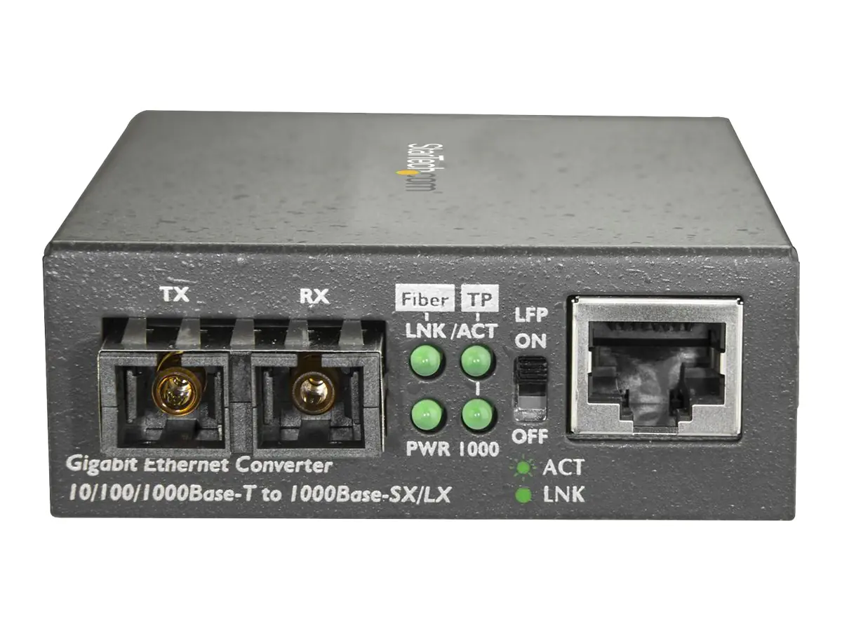 StarTech LWL Medienkonverter - 1000Base-SX - Multi Mode - 550m - SC Glasfaser auf Ethernet Konverter - LWL zu Kupfer Konverter - Medienkonverter - 1GbE - über Glasfaser - 1000Base-SX, 100Base-TX, 1000Base-T - RJ-45 / SC multi-mode - bis zu 550 km - 850 nm