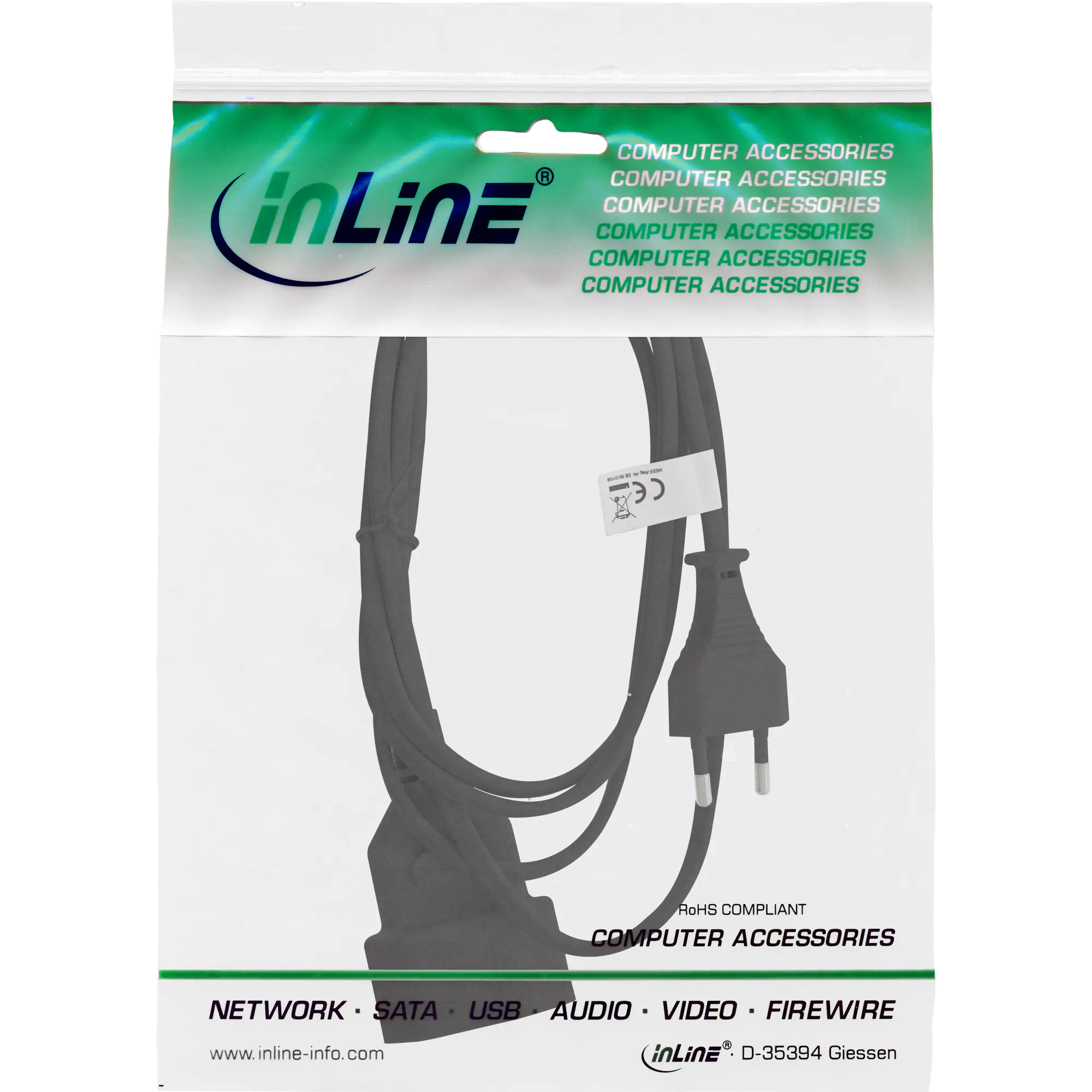 InLine Euro-Verlängerung Eurostecker an Eurokupplung schwarz 1.5m - Audio/Multimedia - Str