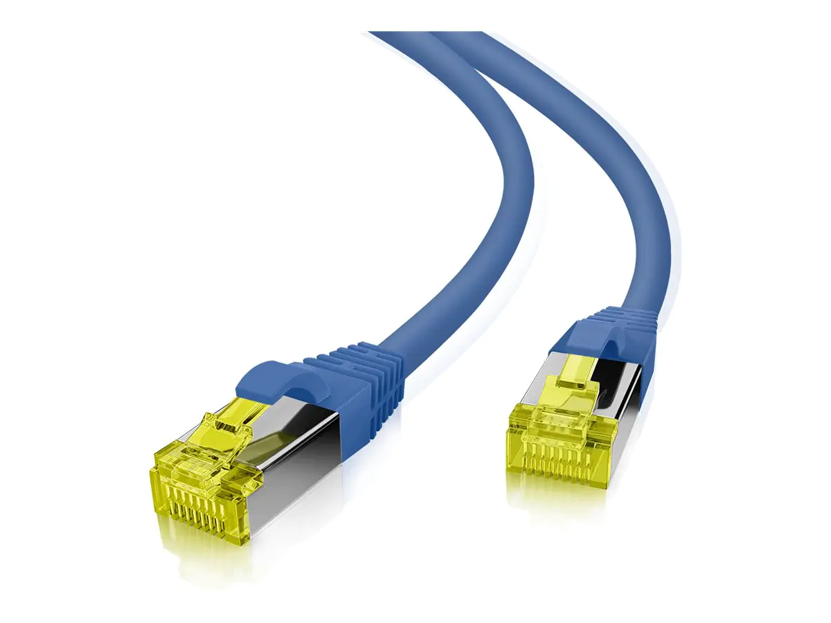 Helos - Patch-Kabel - RJ-45 (M) zu RJ-45 (M) - 15 m - 6 mm - SFTP, PiMF - CAT 7 (Kabel) / CAT 6a (Anschlüsse) - halogenfrei, Knickschutzmanschette - Blau Helos - Patch-Kabel - RJ-45 (M) zu RJ-45 (M) - 15 m - 6 mm - SFTP, PiMF - CAT 7 (Kabel) / CAT 6a (Anschlüsse) - halogenfrei, Knickschutzmanschette - Blau