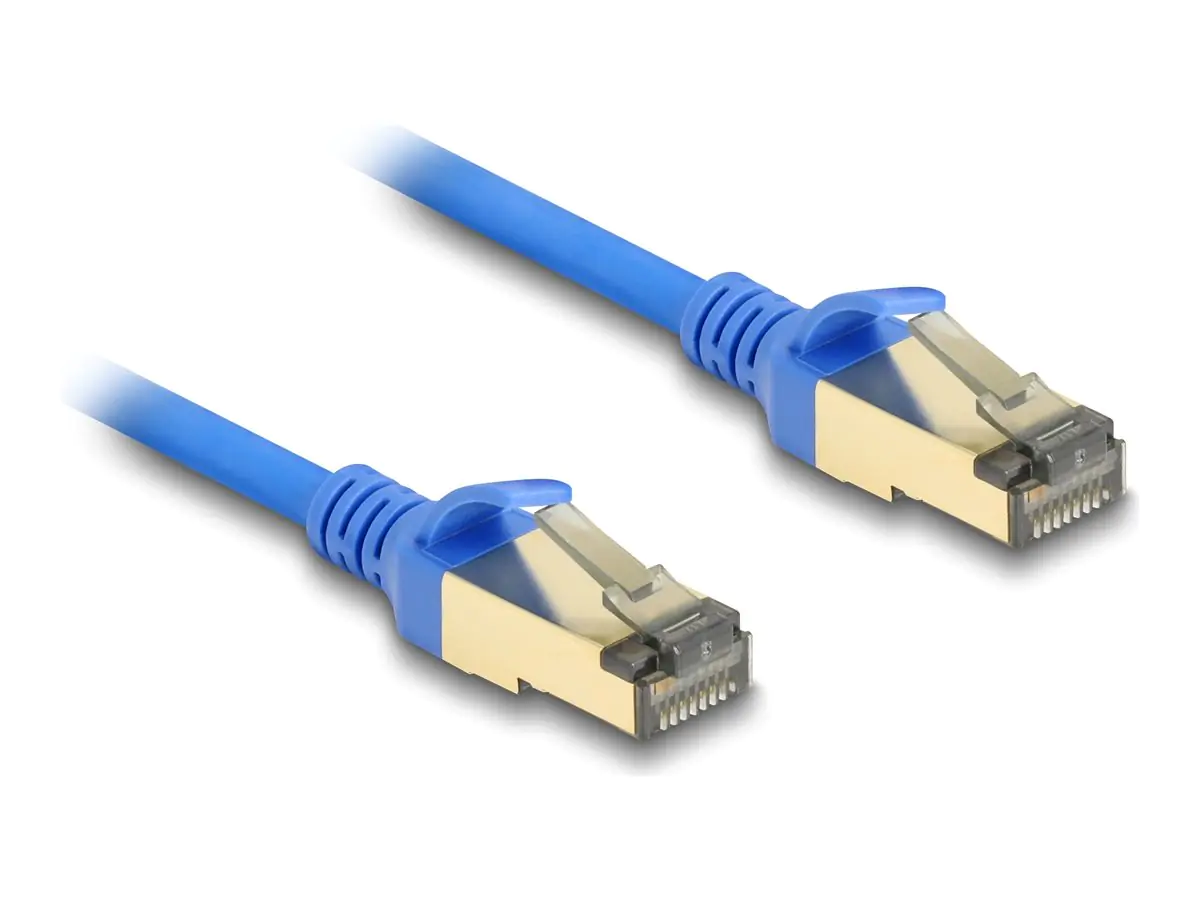 Delock - Netzwerkkabel - RJ-45 (M) zu RJ-45 (M) - 1 m - 4.9 mm - FTP - CAT 8.1 - halogenfrei, ohne Haken, schmal - Blau