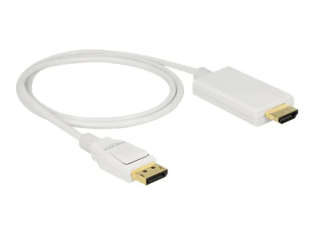 Delock - Adapterkabel - DisplayPort männlich zu HDMI männlich - 1 m - dreifach abgeschirmtes Twisted-Pair-Kabel - weiß - passiv