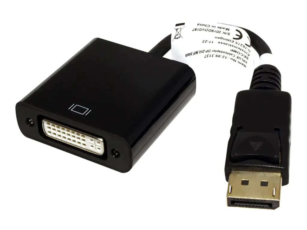 VALUE - Videoadapter - Dual Link - DisplayPort (M) zu DVI-D (W) - 15 cm - passiv