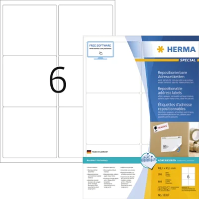 HERMA Etikett 10317 99,1 x 93,1 mm matt Papier weiß 600 St./Pack. HERMA Etikett 10317 99,1 x 93,1 mm matt Papier weiß 600 St./Pack.