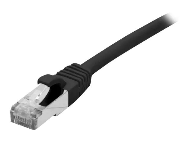 deXlan - Patch-Kabel - RJ-45 (M) bis RJ-45 (M) - 5 m - SFTP - CAT 6a - halogenfrei, geformt, ohne Haken - Schwarz