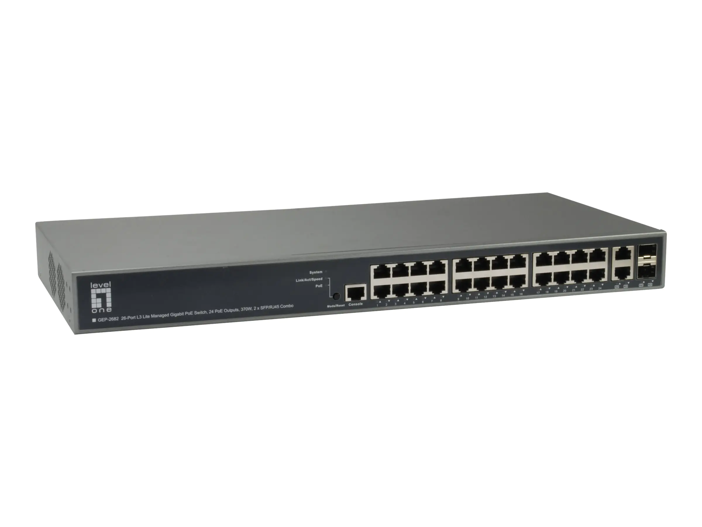LevelOne GEL-2681 - Switch - L3 Lite - managed - 24 x 10/100/1000 + 2 x Kombi-Gigabit-SFP - an Rack montierbar