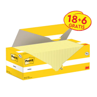 Post-it® Haftnotiz Notes Promotion 127 x 76 mm (B x H) gelb 100 Bl./Block 24 Block/Pack.