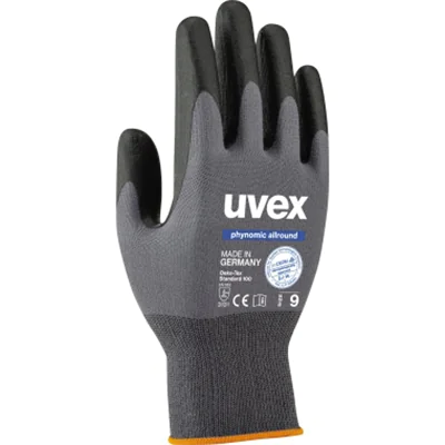 uvex Arbeitshandschuh phynomic allround 8 65 % Polyamid, 35 % Elasthan grau/schwarz