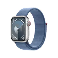 Apple Watch Series 9 (GPS + Cellular) - 41 mm - Aluminium, Silber - intelligente Uhr mit Sportschleife - weiches, zweilagiges Nylon - Winter Blue - 64 GB - Wi-Fi, Bluetooth, UWB, LTE - 4G - 32.1 g