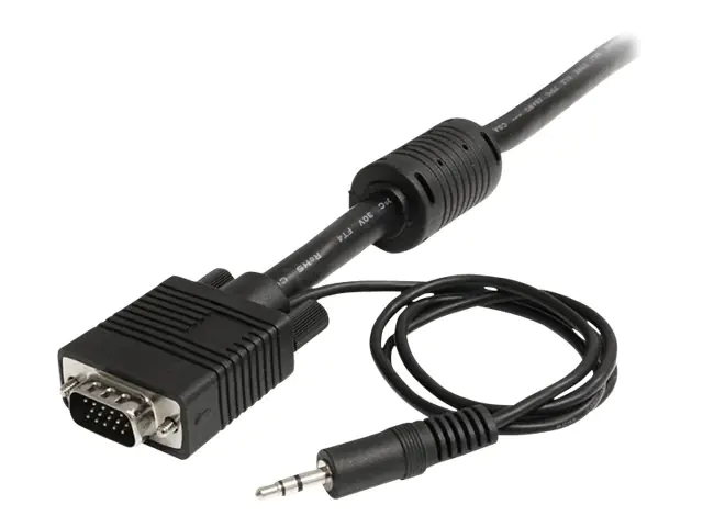 StarTech 2m VGA Monitorkabel mit Audio - HD15-Pin Koax Kabel - Stecker/Stecker - VGA-Kabel - HD-15 (VGA), mini-phone stereo 3.5 mm (M) zu HD-15 (VGA), mini-phone stereo 3.5 mm (M) - 2 m - geformt, Daumenschrauben - Schwarz