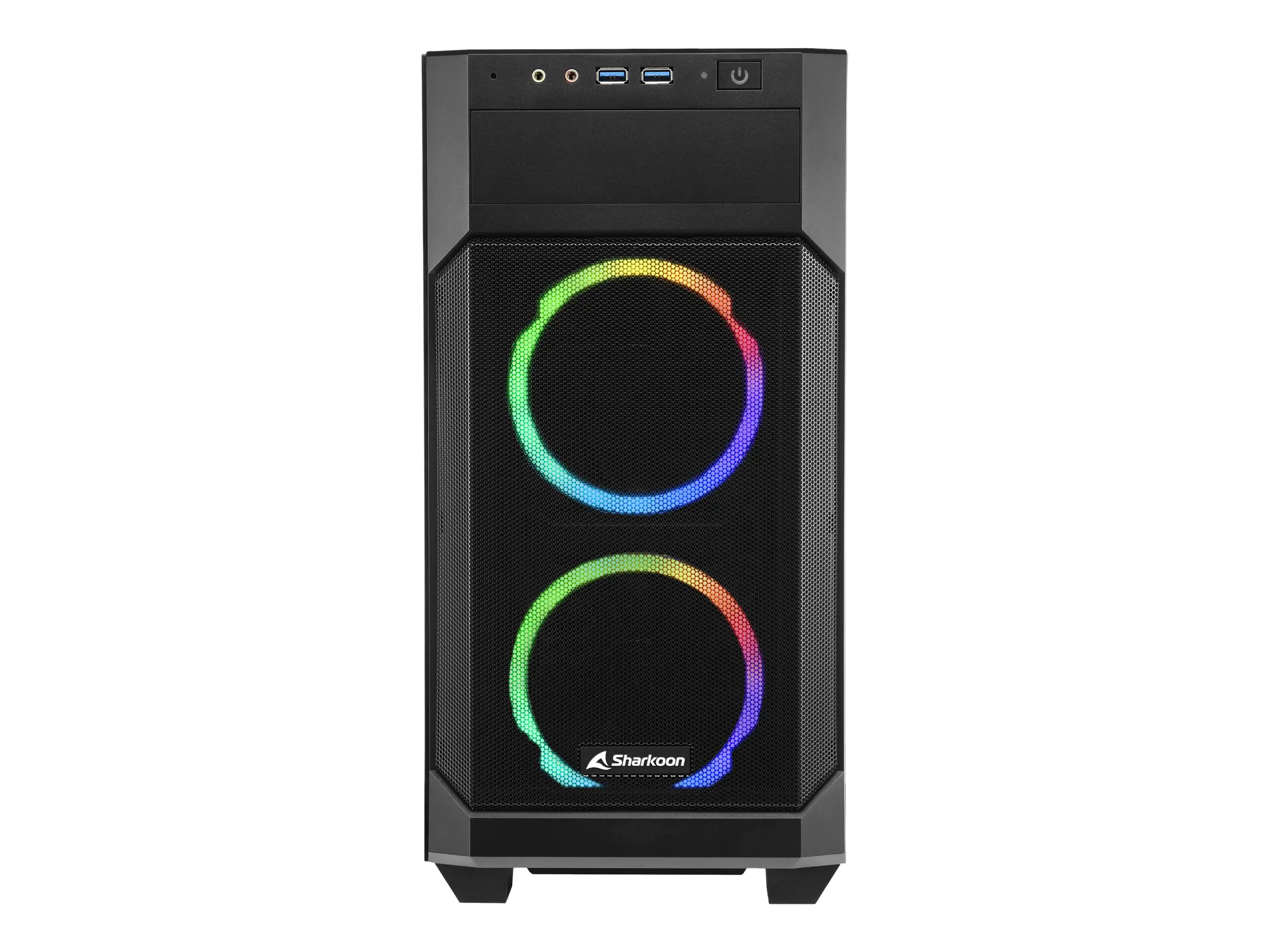 Sharkoon V1000 RGB - microATX - Seitenteil mit Fenster (gehärtetes Glas) - keine Spannungsversorgung - USB/Audio