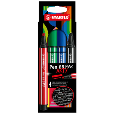 STABILO Pen 68 MAX, 4 Farben, Schwarz, Blau, Rot, 5 mm, 1 mm, Mehrfarbig, Rund 768/04-21