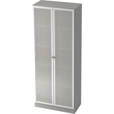 Hammerbacher Glastürenschrank Solid V6100G/W/S/SG 80x42x200,4cm grau