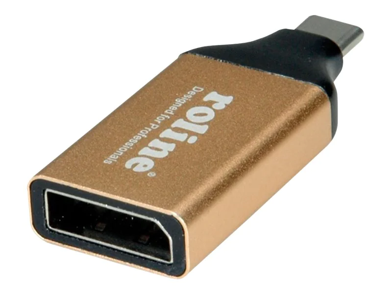 Roline Gold - Videoadapter - 24 pin USB-C (M) zu DisplayPort (W) - DisplayPort 1.2 - 4K Unterstützung - Schwarz, Gold Roline Gold - Videoadapter - 24 pin USB-C (M) zu DisplayPort (W) - DisplayPort 1.2 - 4K Unterstützung - Schwarz, Gold