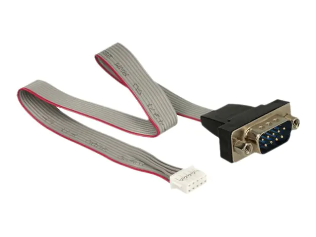 Delock Cable serial pin header female > 1 x DB9 male 2 mm pitch layout: twisted - Kabel seriell - DB-9 (M) bis 9-poliger serieller Kopf (W) - 30 cm - Grau