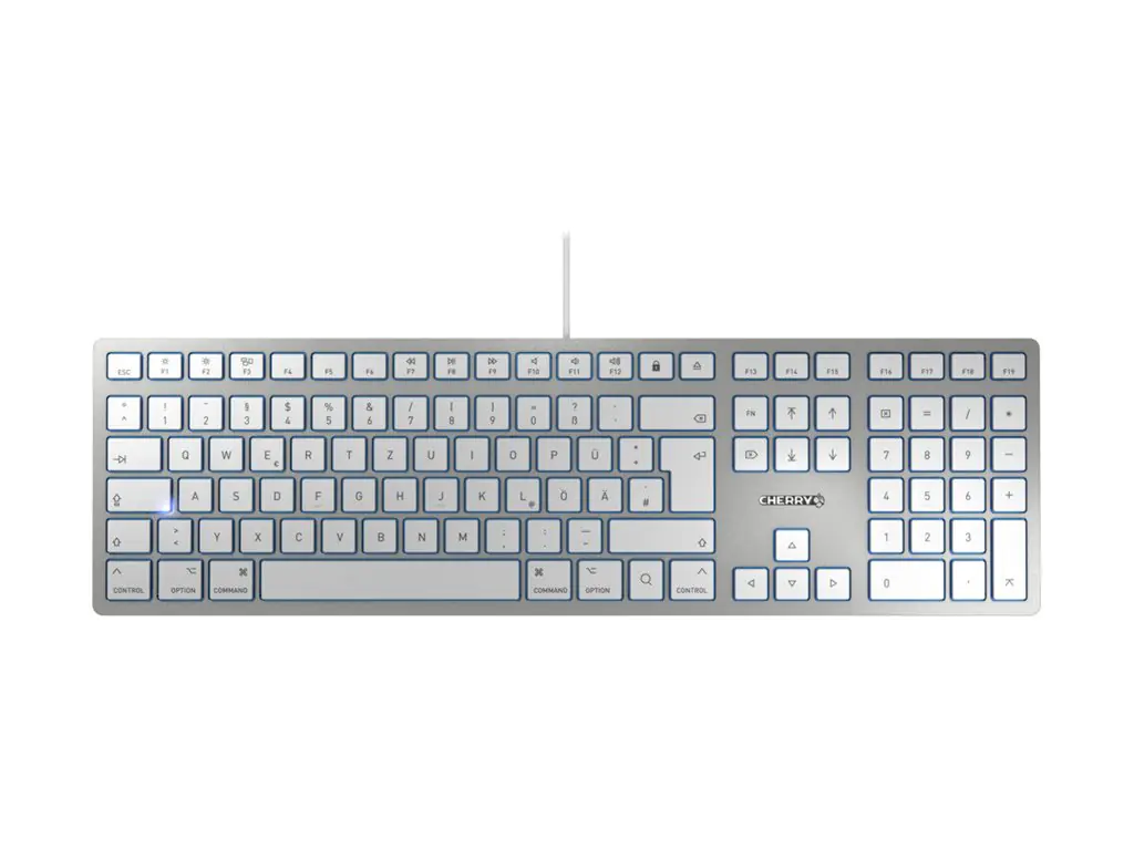 CHERRY KC 6000 SLIM FOR MAC - Tastatur - USB - Deutsch - Tastenschalter: CHERRY SX - Silber