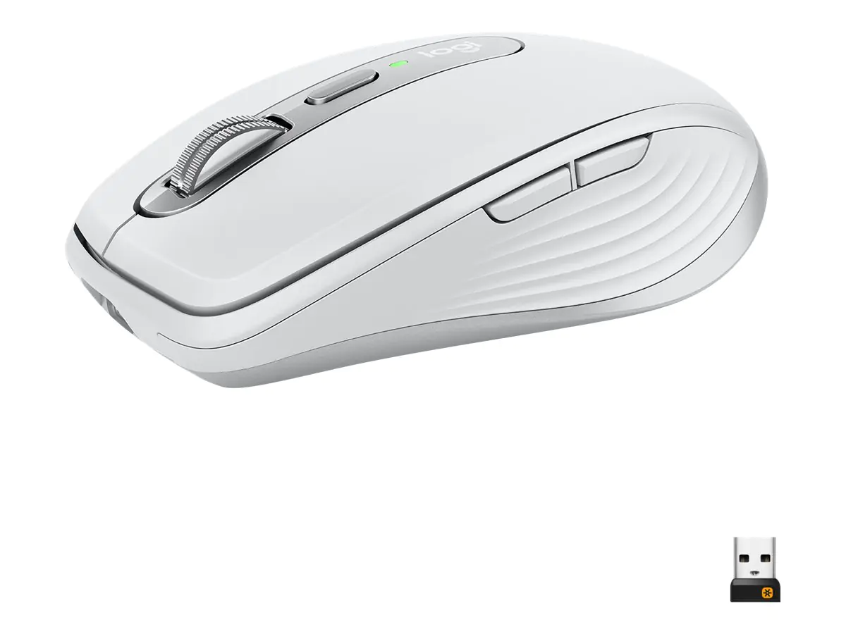 Logitech MX Anywhere 3 - Maus - Laser - 6 Tasten - kabellos - 2.4 GHz, Bluetooth - kabelloser Empfänger (USB) - Hellgrau