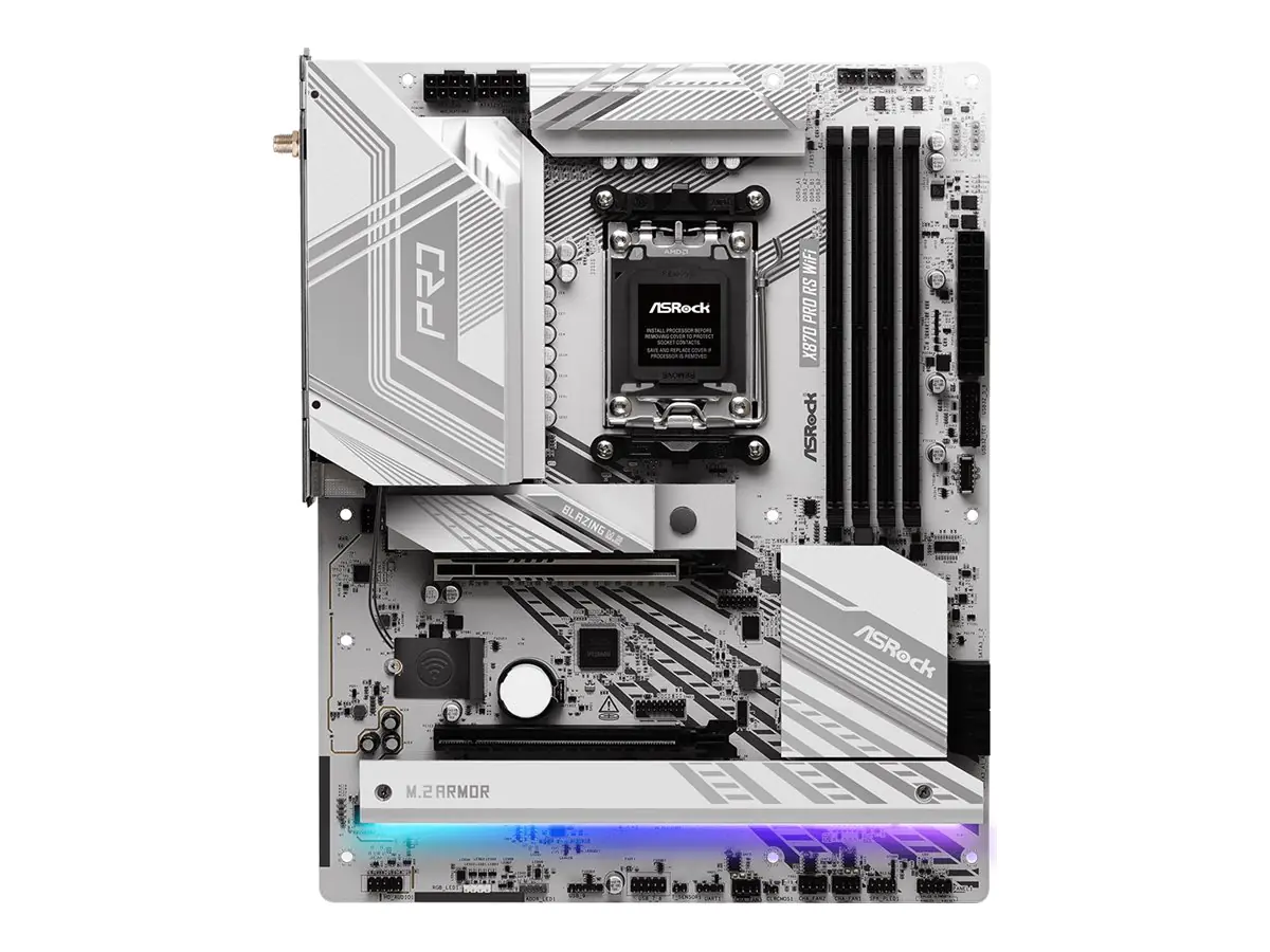 ASRock X870 Pro RS WiFi - Motherboard - ATX - Socket AM5 - AMD X870 Chipsatz - USB4, USB 3.2 Gen 1, USB-C 3.2 Gen 2x2 - 2.5 Gigabit LAN, Wi-Fi 7, Bluetooth - Onboard-Grafik (CPU erforderlich) - HD Audio (8-Kanal)