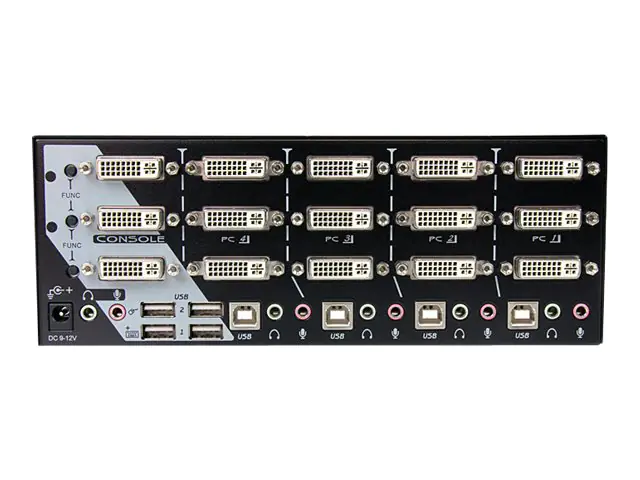 StarTech 4 Port Dreifach Monitor DVI USB KVM Switch mit Audio und USB 2.0 Hub - Tripel Monitor KVM Umschalter - KVM-/Audio-/USB-Switch - 4 x KVM/Audio/USB - 1 lokaler Benutzer - Desktop - für P/N: SV431RACK, SVA12M2NEUA, SVA12M5NA