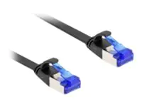 Delock - Patch-Kabel - RJ-45 (M) zu RJ-45 (M) - 1 m - 4.5 mm - S/FTP - CAT 6a - halogenfrei, ohne Haken - Schwarz