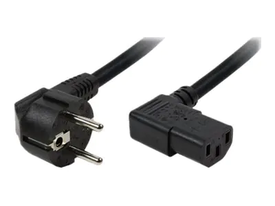 2direct - Stromkabel - power IEC 60320 C13 gewinkelt zu CEE 7/7 (M) gewinkelt - Wechselstrom 250 V - 10 A - 2 m - Schwarz