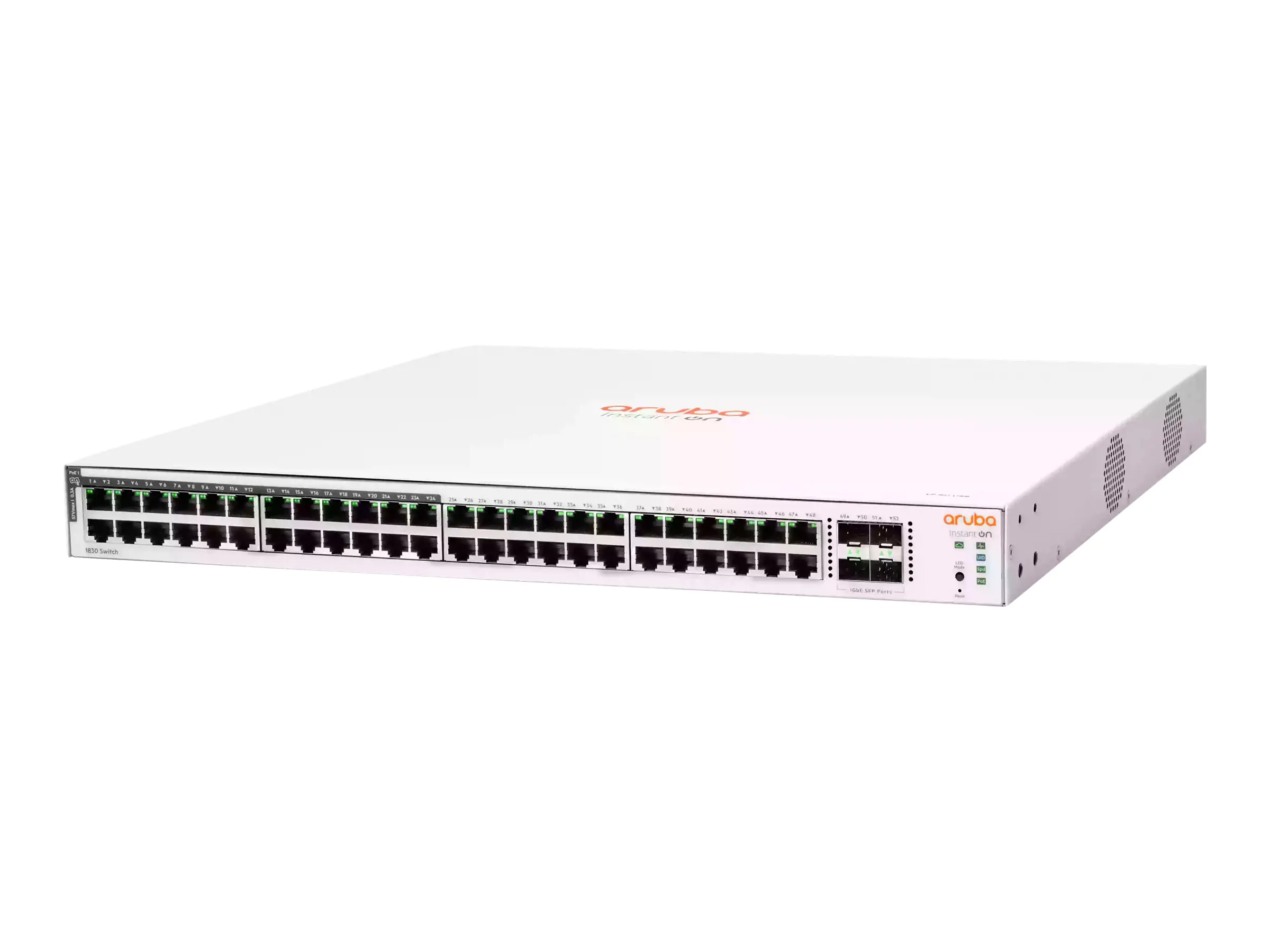 HPE Networking Instant On 1830 48G 24p Class4 PoE 4SFP 370W Switch - Switch - Smart - 24 x 10/100/1000 + 24 x 10/100/1000 (PoE+) + 4 x Gigabit SFP - Desktop, an Rack montierbar - PoE+ (370 W) HPE Networking Instant On 1830 48G 24p Class4 PoE 4SFP 370W Switch - Switch - Smart - 24 x 10/100/1000 + 24 x 10/100/1000 (PoE+) + 4 x Gigabit SFP - Desktop, an Rack montierbar - PoE+ (370 W)