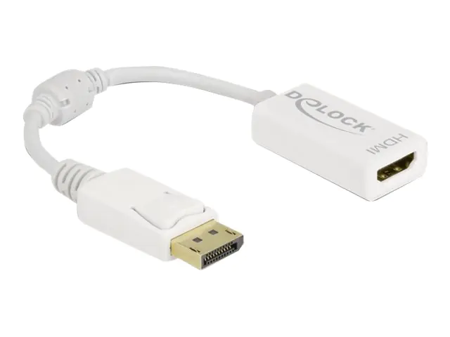 Delock - Videoadapter - DisplayPort männlich Verriegelung zu HDMI weiblich - 15 cm - weiß - passiver Konverter, 1080p-Unterstützung, 60 Hz