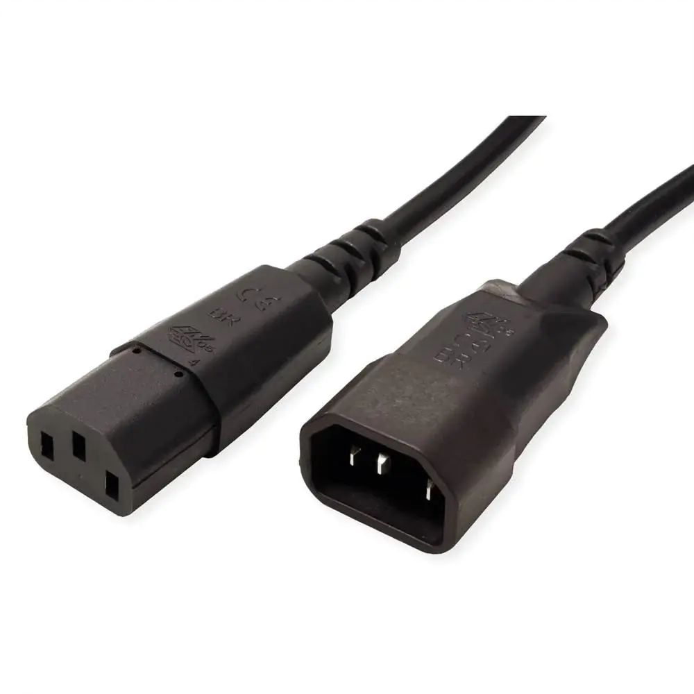 Bachmann Kaltgeräte-Verlängerung, C13 auf C14 H05VV-F2 1,00 mm², schwarz, 0,75m