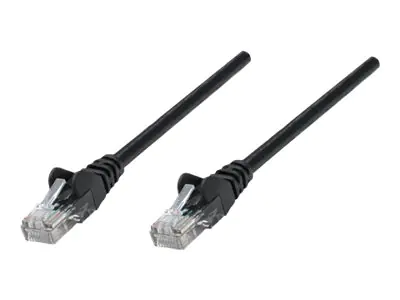 Intellinet Network Patch Cable, Cat5e, 1m, Black, CCA, U/UTP, PVC, RJ45, Gold Plated Contacts, Snagless, Booted, Lifetime Warranty, Polybag - Patch-Kabel - RJ-45 (M) zu RJ-45 (M) - 1 m - UTP - CAT 5e - geformt, ohne Haken - Schwarz