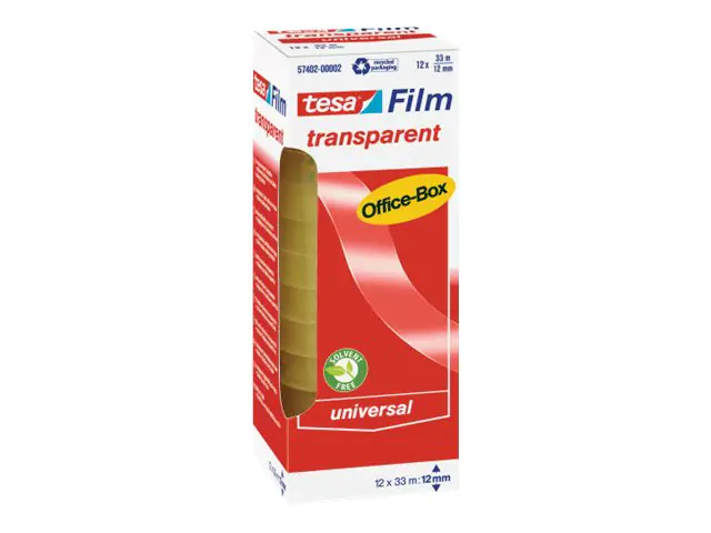 Tesa Tesafilm - Büro-Klebeband - 12 mm x 33 m - Polypropylenfolie - transparent (Packung mit 12) 57402-00002-00