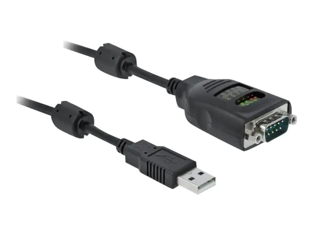 Delock USB Type-A to Serial DB9 Adapter with 9 LED RS-232 Tester - Serieller Adapter - USB - RS-232 x 1 - Schwarz