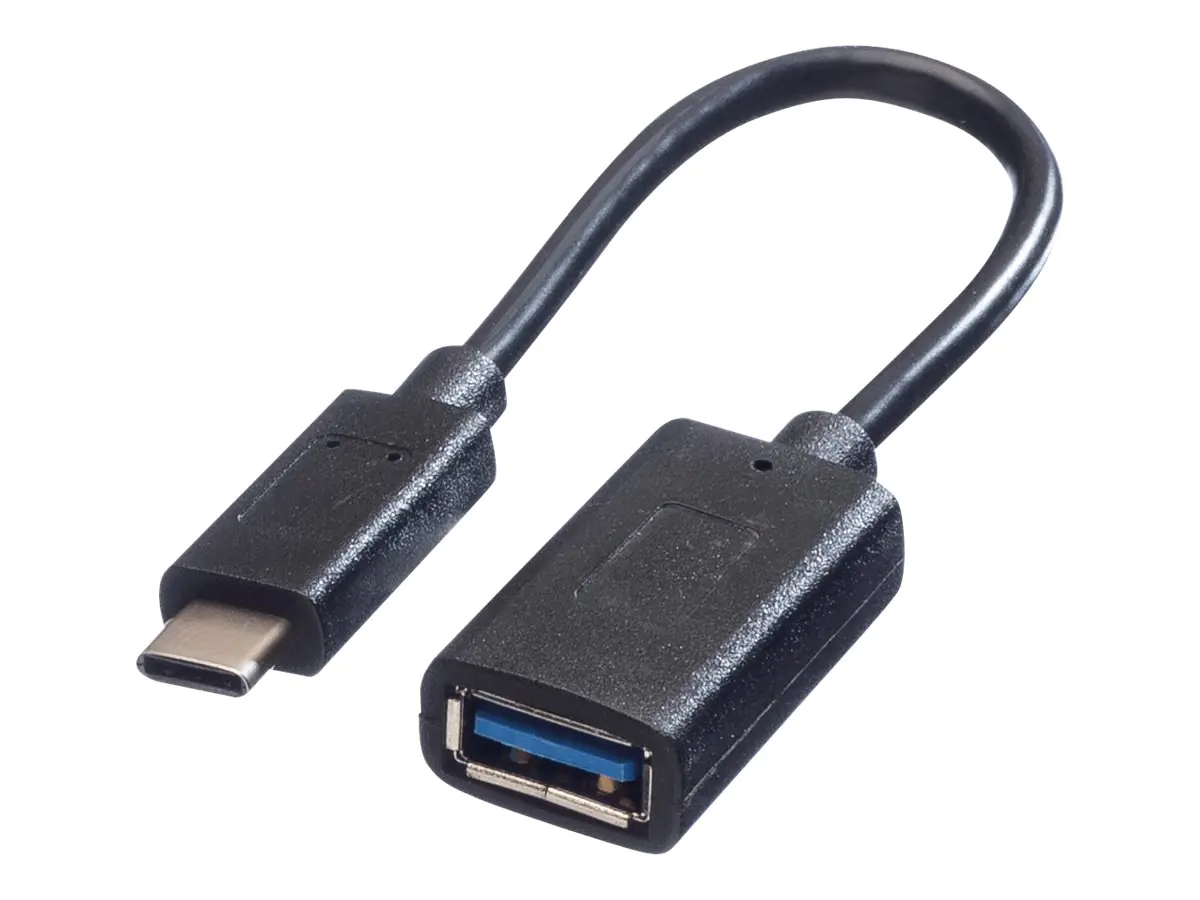 VALUE - USB-Kabel - USB-C (M) zu USB Typ A (W) - USB 3.2 Gen 1 - 15 cm - Schwarz