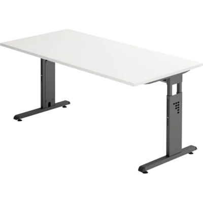 Hammerbacher Schreibtisch VOS16/W/G C-Fuß 160x80cm weiß/graphit