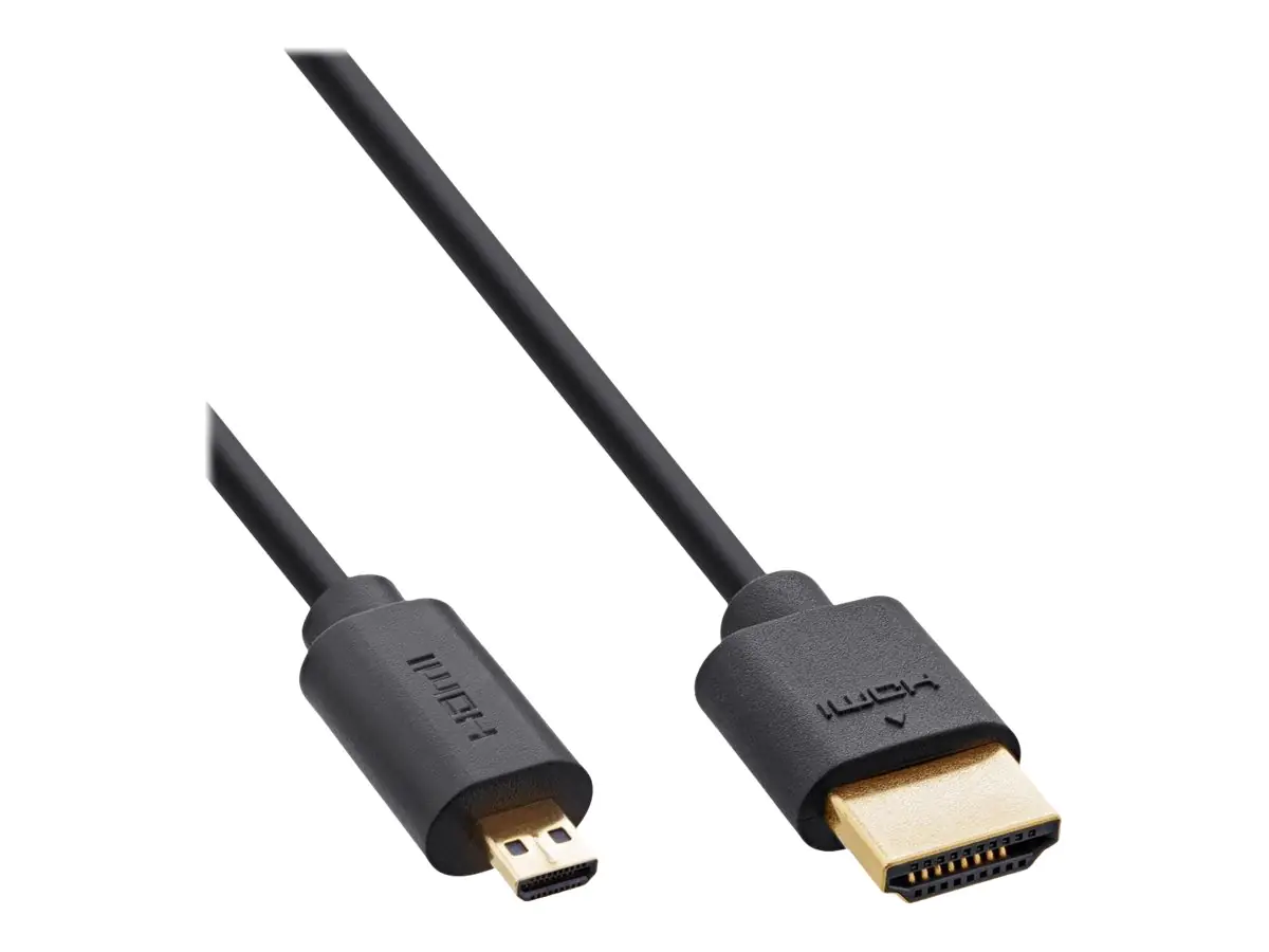 InLine - Ultra High Speed - HDMI-Kabel mit Ethernet - HDMI männlich zu 19 pin micro HDMI Type D männlich - 30 cm - Dreifachisolierung - Schwarz - Unterstützung für 3D-Video